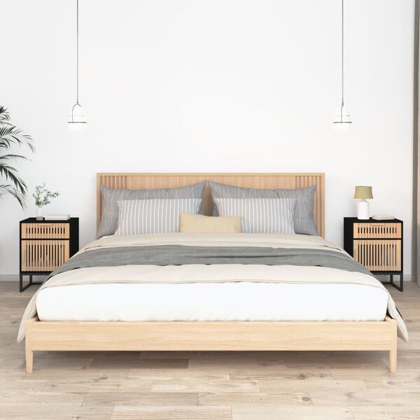 vidaXL Bedside Cabinet Set of 2 Black Engineered wood, iron