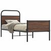 vidaXL Bed Frame Brown oak Steel, Engineered wood Twin Bed Frame