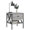 vidaXL Bedside Table Set of 2 Grey Sonoma Engineered Wood, Iron Medium
