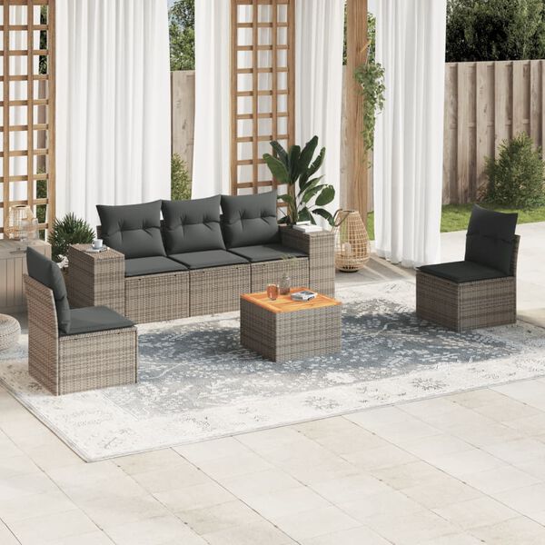 vidaXL Garden Sofa Set Grey Poly Rattan Large Modular Garden Sofa Set