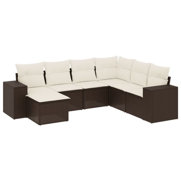 vidaXL Garden Sofa Set Brown, Cream White