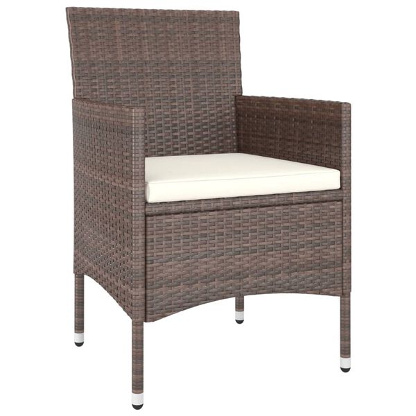 vidaXL Garden Chair And Stool Set of 4 Brown Poly Rattan Medium