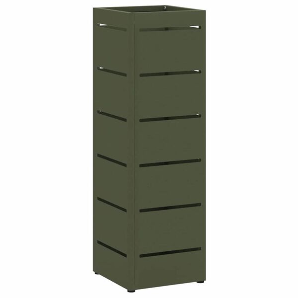 vidaXL Umbrella Stand with Storage Olive 6.10 x 6.10 x 19.29 in Metal