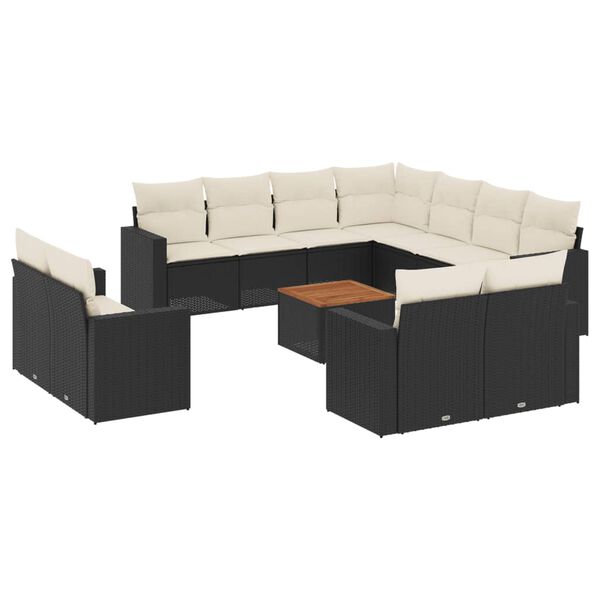 vidaXL Garden Sofa Set Black, Cream White
