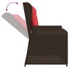 vidaXL Reclining Patio Bench Brown Poly Rattan, Powder-Coated Steel
