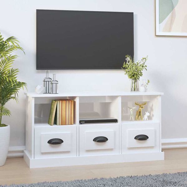 vidaXL TV Cabinet High gloss white Engineered wood Medium TV Cabinet