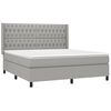 vidaXL Box Spring Bed with Mattress&LED Light Gray 72"x83.9" California King Fabric
