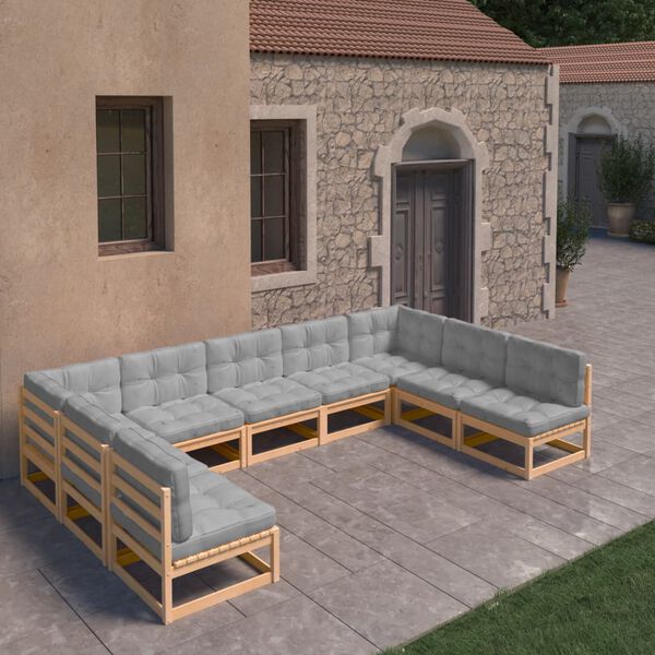 vidaXL Garden Lounge Set Natural Wood Solid Pinewood Large Modular