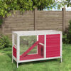 vidaXL Rabbit Hutch Red Solid Pine Wood Medium