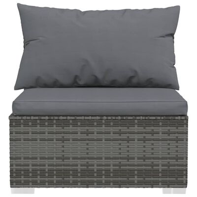 vidaXL Patio Furniture Set 4 Piece with Cushions Poly Rattan Gray