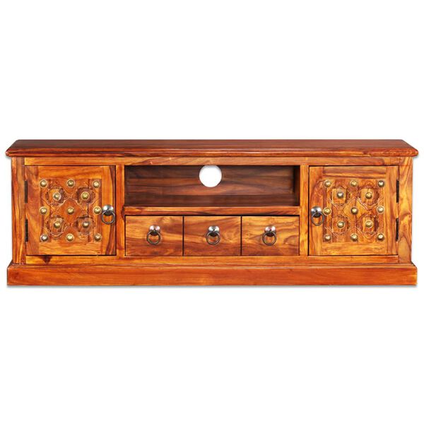 vidaXL TV Stand Natural Acacia Solid Acacia wood, Copper