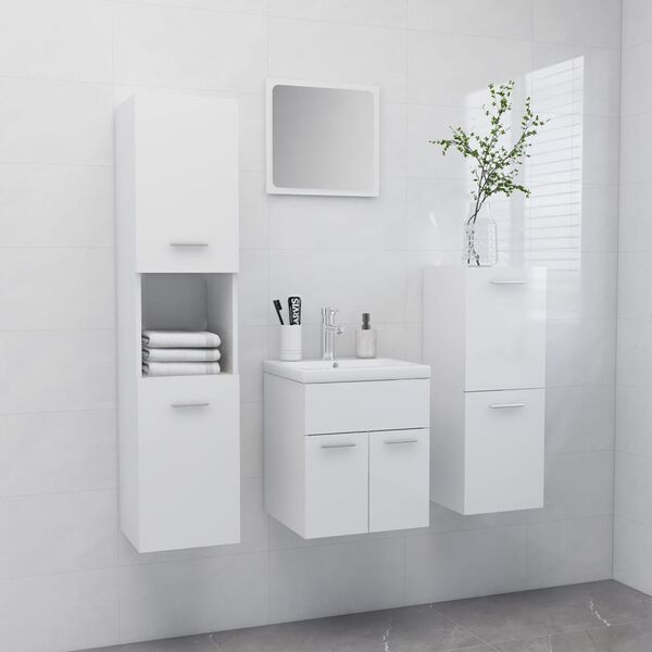 vidaXL Bathroom Furniture Set High gloss white Engineered wood, acrylic
