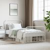 vidaXL Bed Frame White Powder-Coated Steel Twin Bed Frame Rectangular