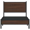 vidaXL Bed Frame Brown Oak Steel, Engineered Wood Twin Bed Frame