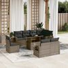 vidaXL Garden Sofa Set Gray PE Rattan Large Adjustable Armrests