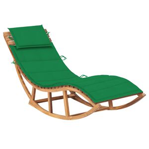 vidaXL Sun Lounger Teak Green Teak wood, Polyester Standard