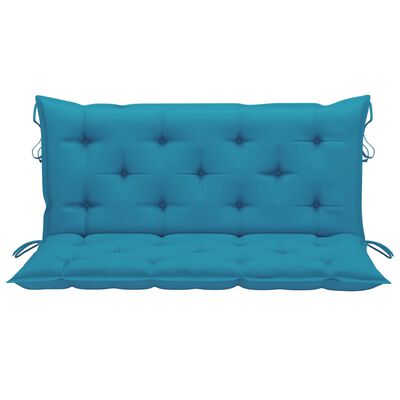 vidaXL Swing Bench with Light Blue Cushion 66.9" Solid Teak Wood