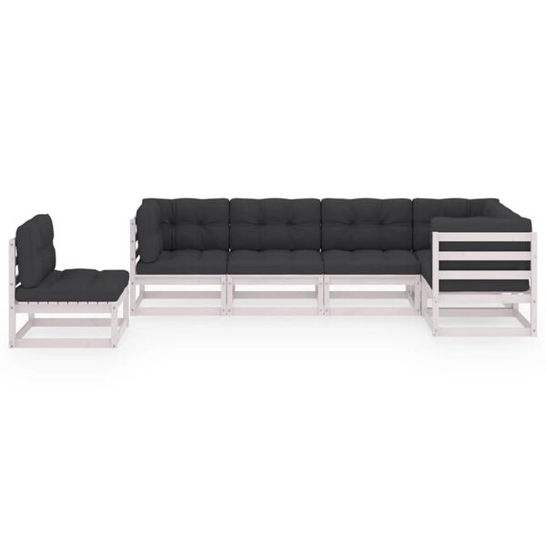 vidaXL Garden Lounge Set White Solid Pinewood Medium Modular