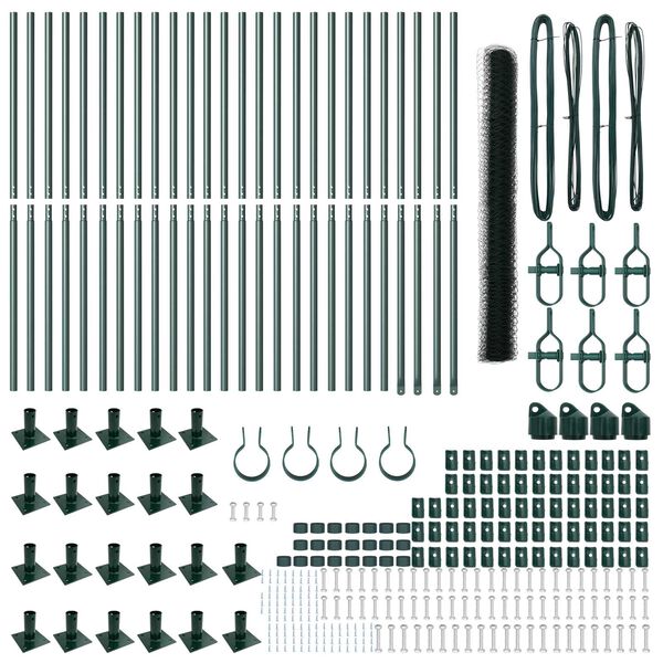 vidaXL Fence Post Green 164.04 x 5.25 ft (1.42 in mesh) Steel and PVC