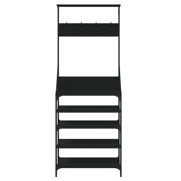 vidaXL Clothes Rack Black Engineered wood, metal Medium Clothes Rack