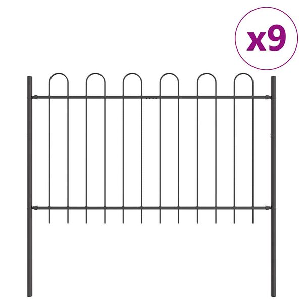 vidaXL Garden Fence Gray 15.3 x 1.2 m Powder-coated steel