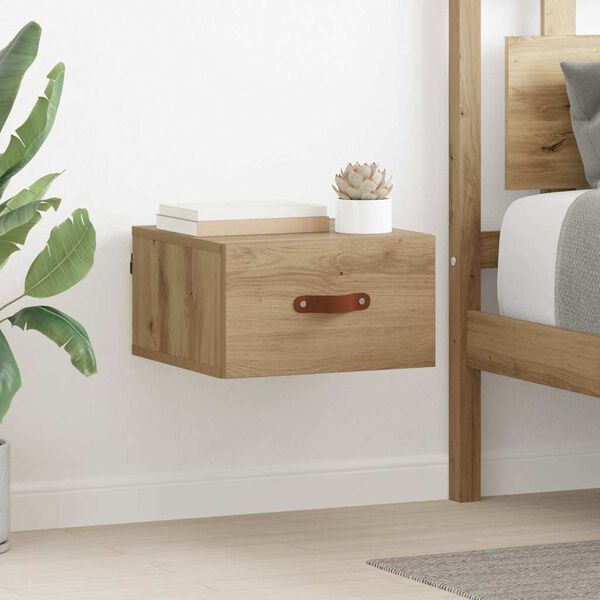 vidaXL Wall-mounted Bedside Cabinet Artisan Oak