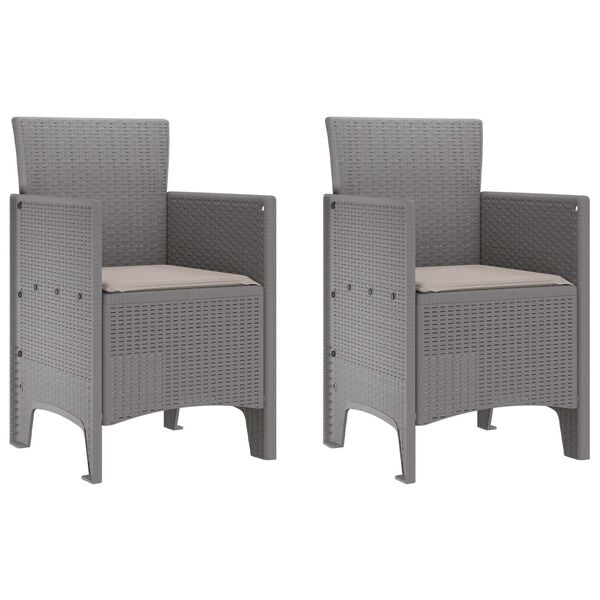 vidaXL Garden Chair 2 pcs Light Grey 20.87 x 19.29 x 33.46 in