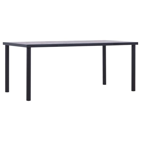 vidaXL Dining Table Black and Concrete Grey MDF, Powder-Coated Metal