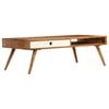 vidaXL Coffee Table Brown and White Solid Acacia Wood 43.3x19.7x13.8 in