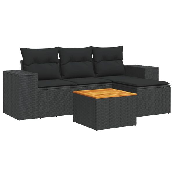 vidaXL Garden Sofa Set Black PE rattan Large Modular Garden Sofa Set