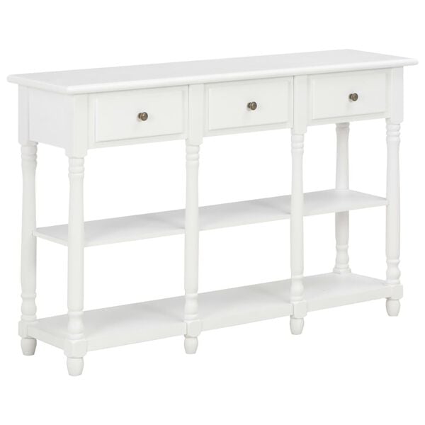 vidaXL Console Table White Engineered wood 43.3 x 11.8 x 29.9 in