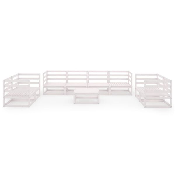 vidaXL Garden Lounge Set White Solid pinewood Large Modular