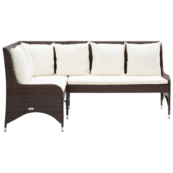 vidaXL Garden Sofa Set of 2 Brown and cream white