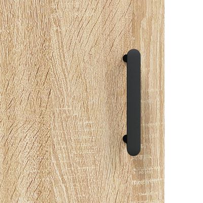 Close-up of black handle on cabinet