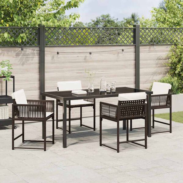 vidaXL Garden Dining Set 5 pcs Brown poly rattan