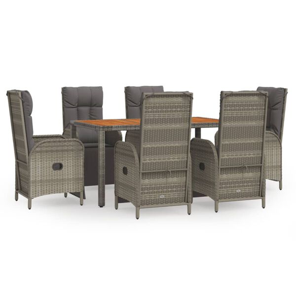 vidaXL Garden Dining Set Grey PE rattan Medium Garden Dining Set
