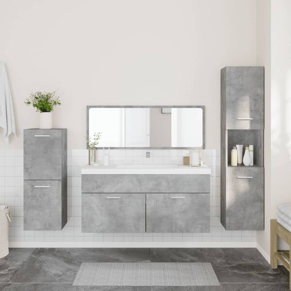 vidaXL Bathroom Furniture Set Concrete grey Engineered wood Large