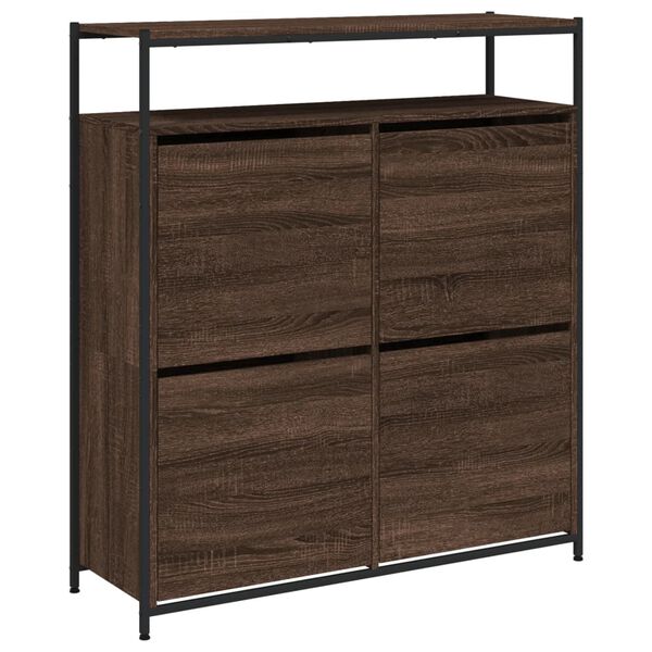 vidaXL Shoe Cabinet Brown Oak Engineered Wood 39.4x13.4x44.1 in
