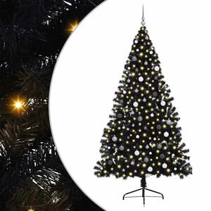 vidaXL Artificial Pre-lit Christmas Tree with 300 LEDs Black 94.5" PVC