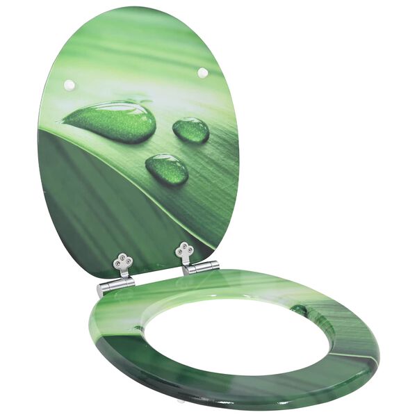 vidaXL WC Toilet Seats with Soft Close Lid 2 pcs MDF Green Water Drop Design (2x146915)