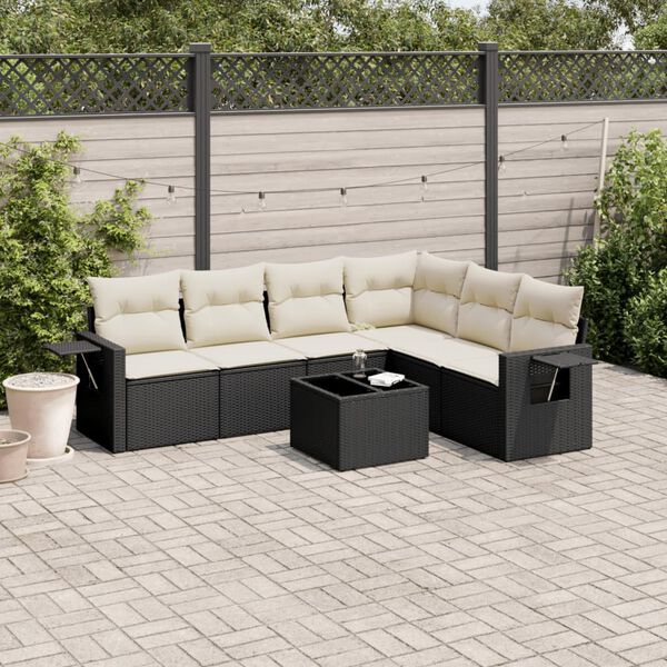 vidaXL Garden Sofa Set Black poly rattan