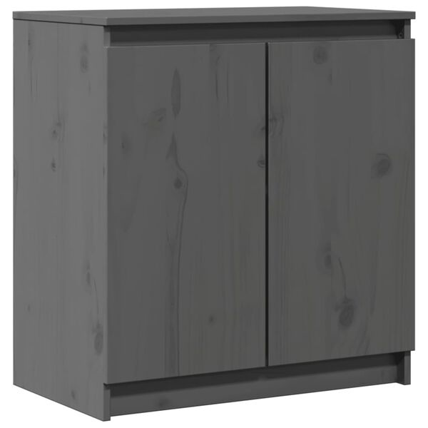 vidaXL Side Cabinet Gray Solid Pinewood Compact Side Cabinet