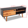 vidaXL TV Cabinet Black and Brown Solid Acacia Wood and MDF TV Cabinet