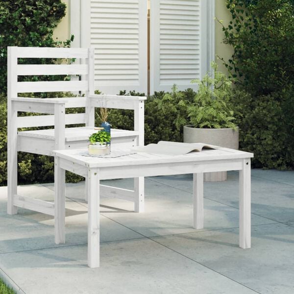 vidaXL Garden Table White Solid wood pine Medium Durable Garden Table