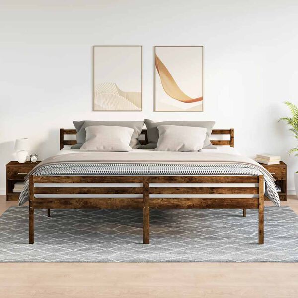 vidaXL Bedside Cabinet Set of 2 Smoked Oak Engineered wood