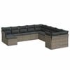vidaXL Garden Sofa Set Grey PE Rattan, Polyester, Powder-Coated Steel