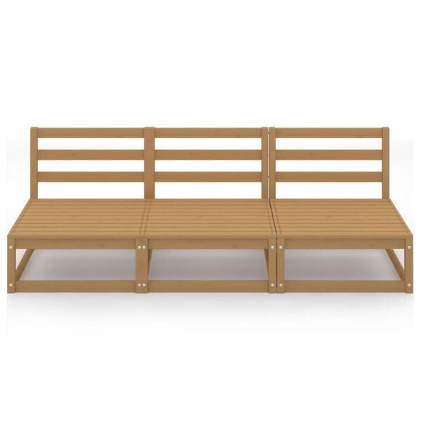 vidaXL 3-seater Sofa Honey brown Solid pine wood 3-seater Modular