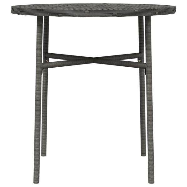 vidaXL Tea Table Grey PE Rattan, Powder-Coated Steel, PP Board