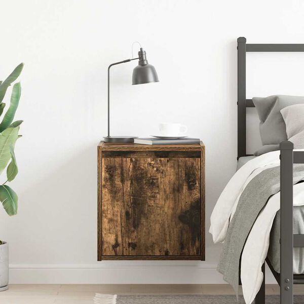 vidaXL Wall-mounted Bedside Cabinet Smoked oak Engineered wood Medium