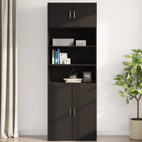 vidaXL Wall Cabinet Black Engineered wood Medium Wall Cabinet
